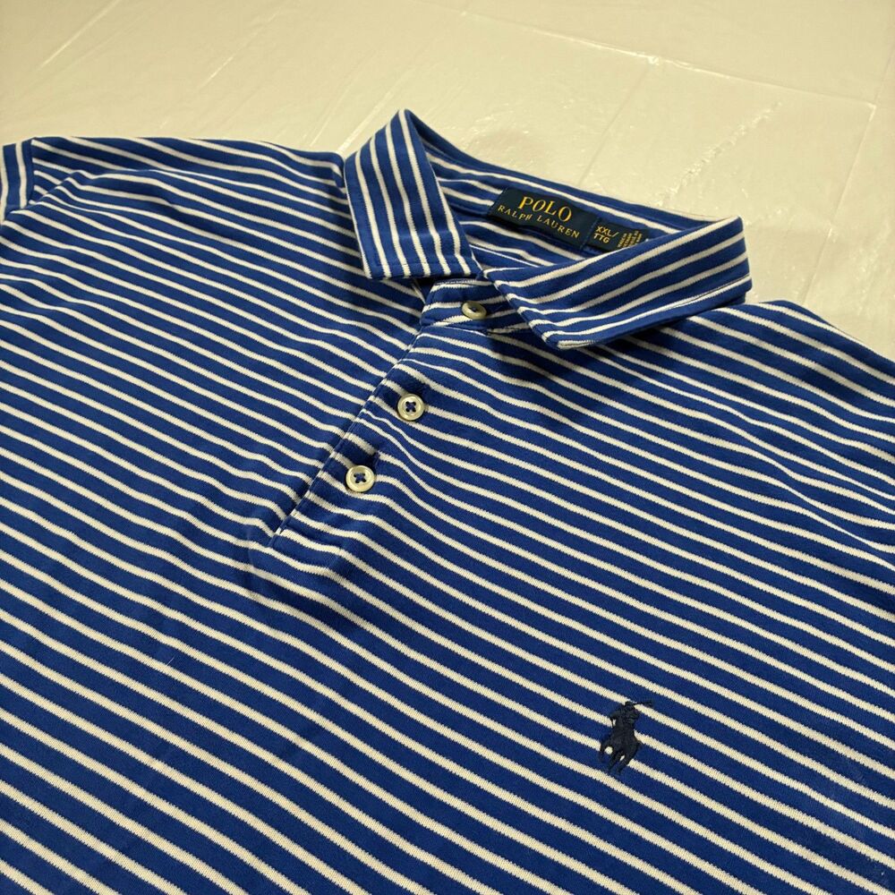 Polo Ralph Lauren Blue Striped Polo Men's XXL Preppy Cotton